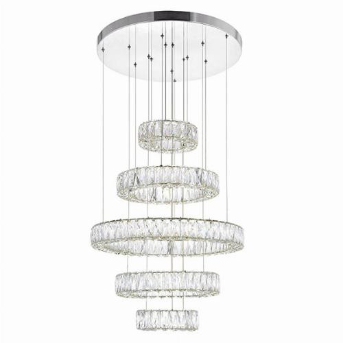 Madeline Integrated LED 5 Ring Chrome Chandelier