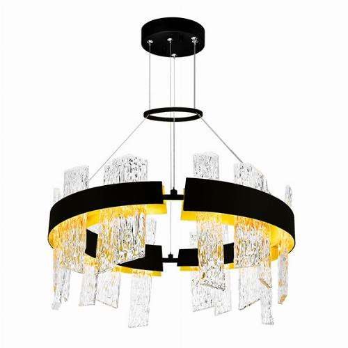 Guadiana Integrated LED 24in BLACK Chandelier with Handcrafted Glass