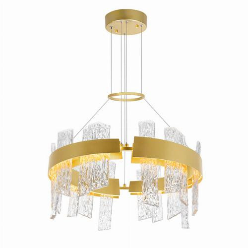 Guadiana Integrated LED 24in Satin GOLD Chandelier w/Handcrafted Glass