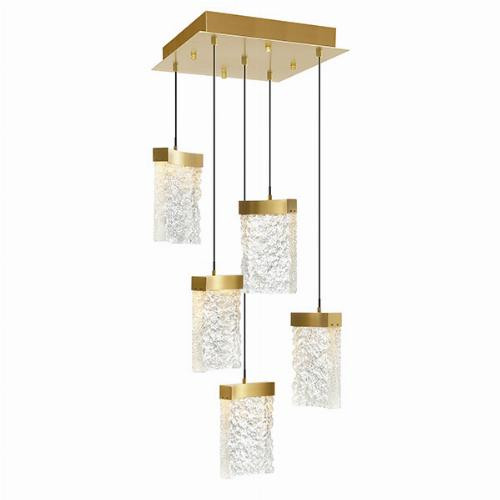 Lava Integrated LED 12in Brass Mini Pendant with Handcrafted Glass