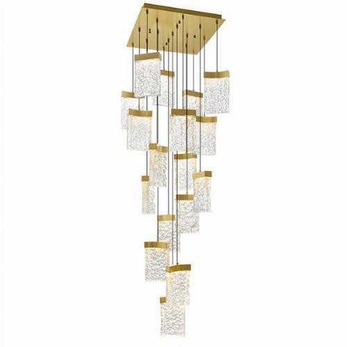 Lava Integrated LED 24in Brass Chandelier with Handcrafted Glass