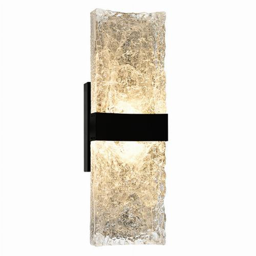 Lava Integrated LED 20in Black Wall Sconce Light with Handcrafted Glass