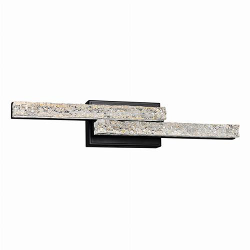 Stagger Integrated LED 24in Black Vanity Light with Handcrafted Glass