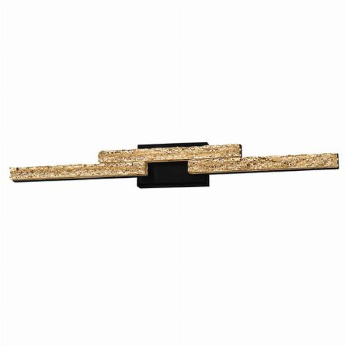 Stagger Integrated LED 36in Black Vanity Light with Handcrafted Glass