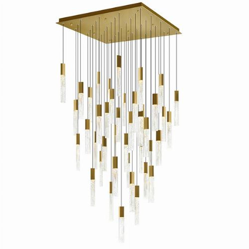 Greta Integrated LED 36in Brass Chandelier with Handcrafted Glass