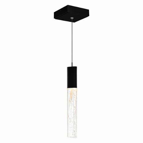 Greta Integrated LED 5in Black Mini Pendant with Handcrafted Glass