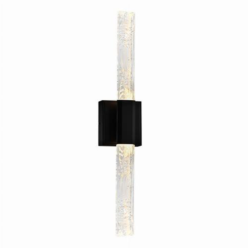 Greta Integrated LED 24in Black Vanity Light with Handcrafted Glass