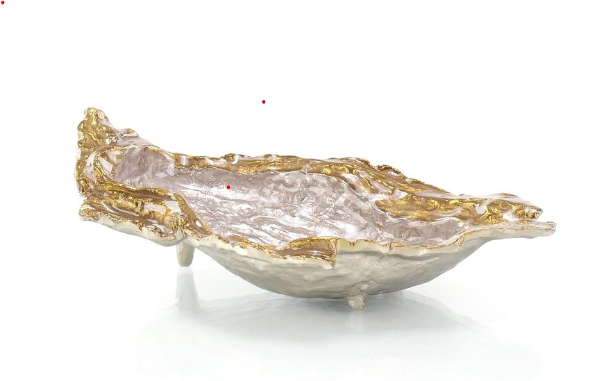 Single Oyster Bowl In Gold And Silver Enamel