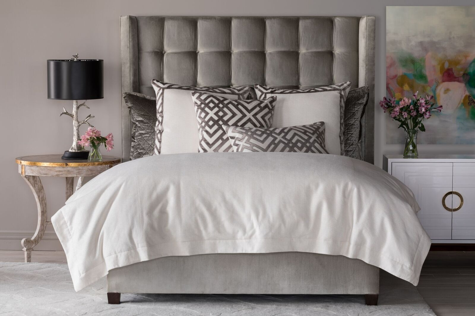 Laurie King Duvet Luxury Bedding Made with Ivory Basketweave. Duvet Insert Not Included.
