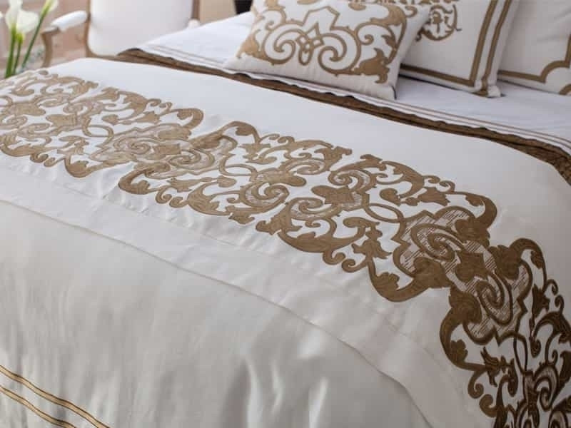 Mozart Luxury Bedding White/Straw Linen Throw Blanket 