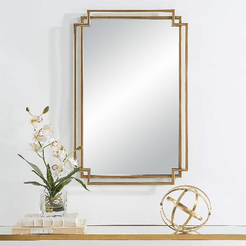 DOUBLE METAL FRAMED MIRROR, GOLD
