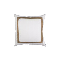 CAESAR SQ. PILLOW IVORY SILK WITH GOLD BASKETWEAVE MACHINE EMBROIDERY 24X24