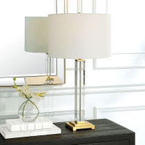 CRYSTAL COLUMN TABLE LAMP, 28"