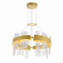 Guadiana Integrated LED 24in Satin GOLD Chandelier w/Handcrafted Glass