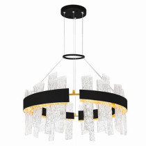 Guadiana Integrated LED 32in BLACK Chandelier w/Handcrafted Glass