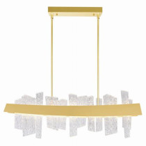 Guadiana Integrated LED 39in Satin GOLD Chandelier with Handcrafted Glass