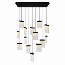 Lava Integrated LED 48in Black Chandelier with Handcrafted Glass