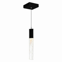 Greta Integrated LED 5in Black Mini Pendant with Handcrafted Glass