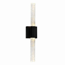 Greta Integrated LED 24in Black Vanity Light with Handcrafted Glass