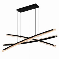 Saber Integrated LED 70in Black Chandelier with Handcrafted Glass