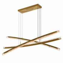 Saber Integrated LED 70in Brass Chandelier with Handcrafted Glass.
