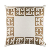 GUY EURO PILLOW - IVORY BASKETWEAVE & GOLD EMBROIDERY 28X28