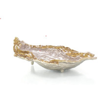 Single Oyster Bowl In Gold And Silver Enamel