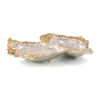 Double Oyster Bowl in Gold and Silver Enamel