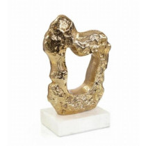 TEXTURAL GOLD AND WHITE MARBLE SCULPTURE II