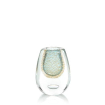Gold Flecked Blue Handblown Glass Vase III