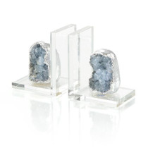 Set of Two Silver Geode Bookends