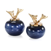 A Set of Two Blueberry Vases