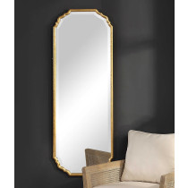 Metallic Gold Leaf Mirror with Curved Corners - Tall
