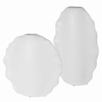 RUFFLED FEATHERS VASES, WHITE, Set/2