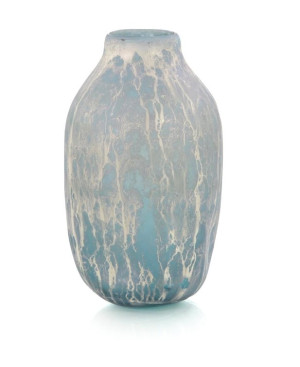 Powder Blue Vase with Silver Overlay