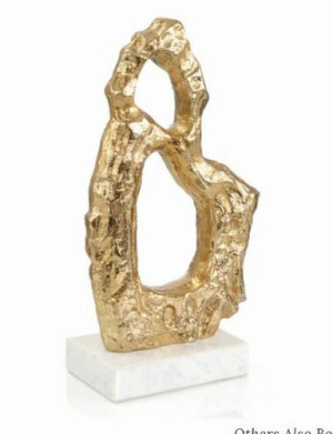 TEXTURAL GOLD AND WHITE MARBLE SCULPTURE I