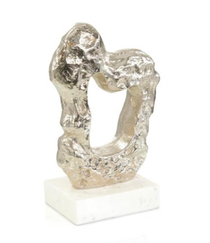 Textural Silver and White Marble Sculpture II