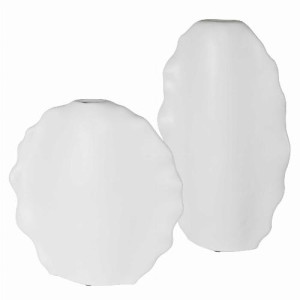 RUFFLED FEATHERS VASES, WHITE, Set/2
